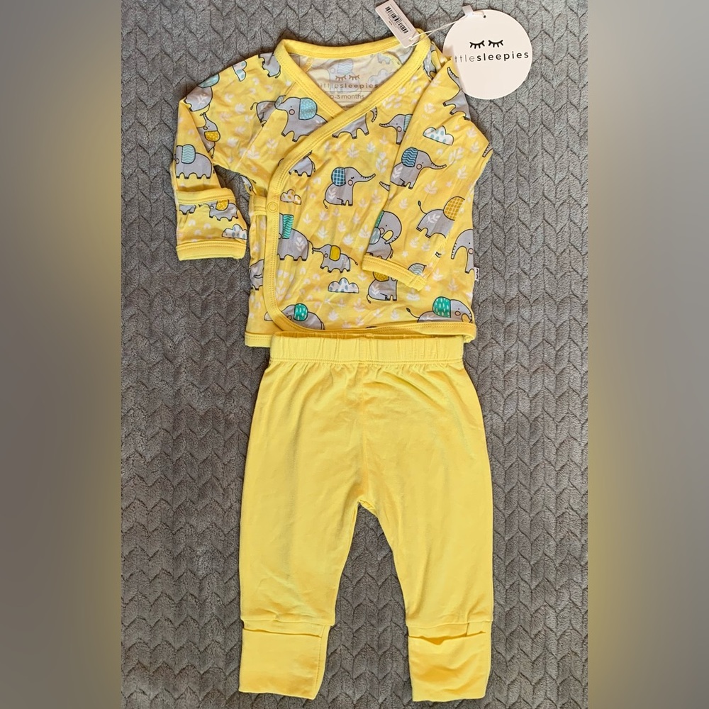 NEW Limited Edition Little Sleepies Elephant Snuggles Bamboo Crossover Set 0-3M - Picture 2 of 6